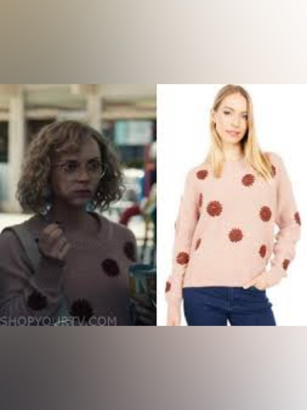 Madewell Flower Embroidered Pullover Sweater Dusty Blush and Merlot chunky knit - Picture 2 of 6